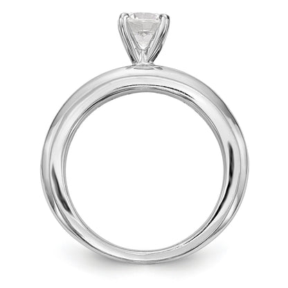 14K White Gold Diamond Peg Set CZ Engagement Ring