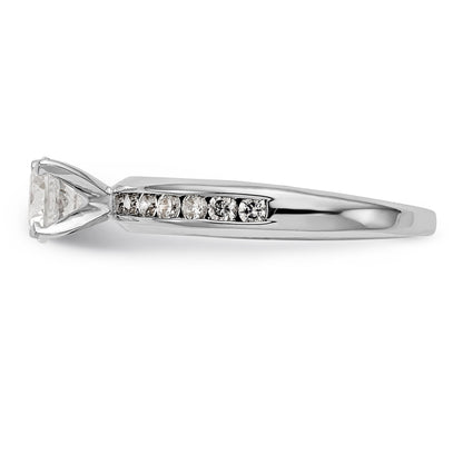 14K White Gold Diamond Peg Set CZ Engagement Ring