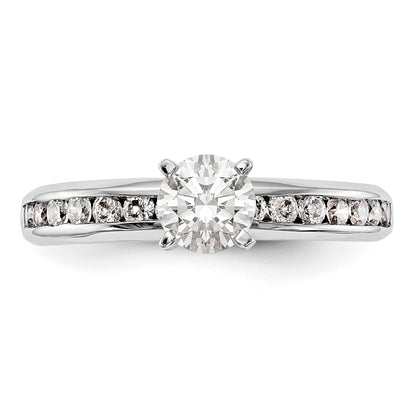 14K White Gold Diamond Peg Set CZ Engagement Ring