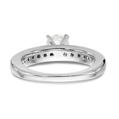 14K White Gold Diamond Peg Set CZ Engagement Ring