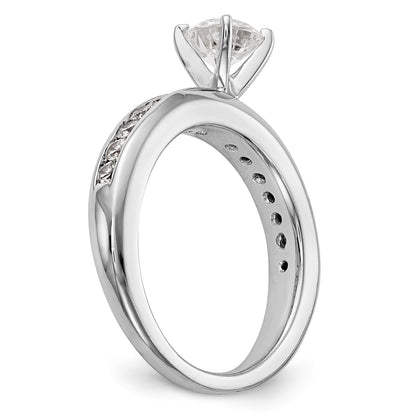 14K White Gold Diamond Peg Set CZ Engagement Ring