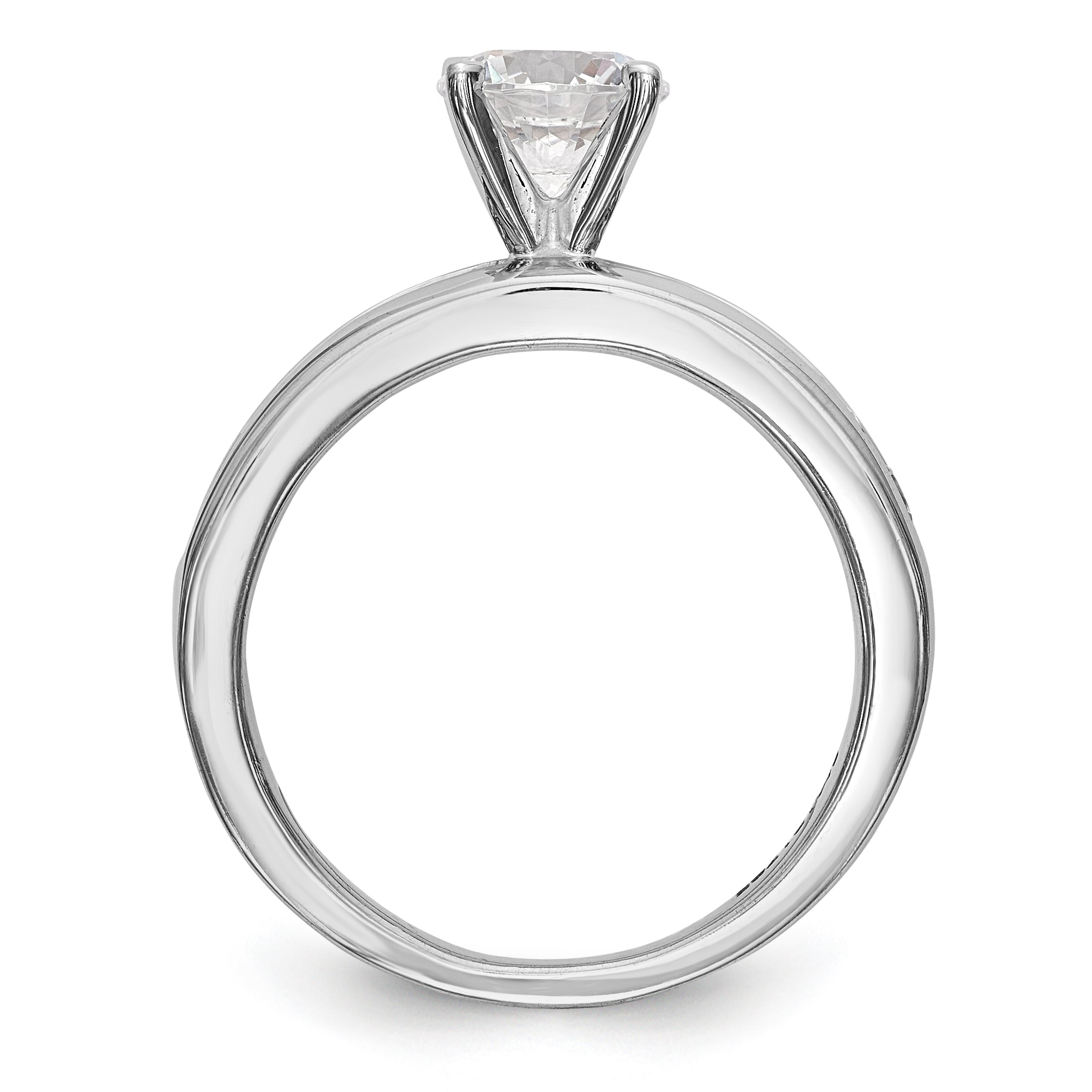 14K White Gold Diamond Peg Set CZ Engagement Ring