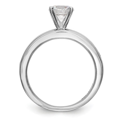 14K White Gold Diamond Peg Set CZ Engagement Ring