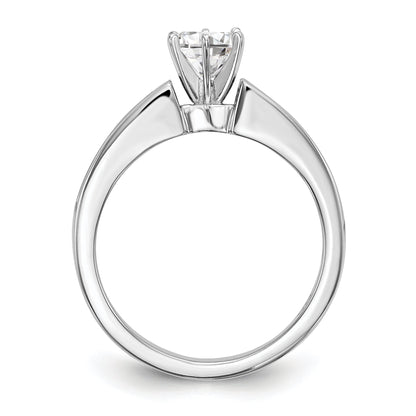 14K White Gold Diamond Peg Set CZ Engagement Ring
