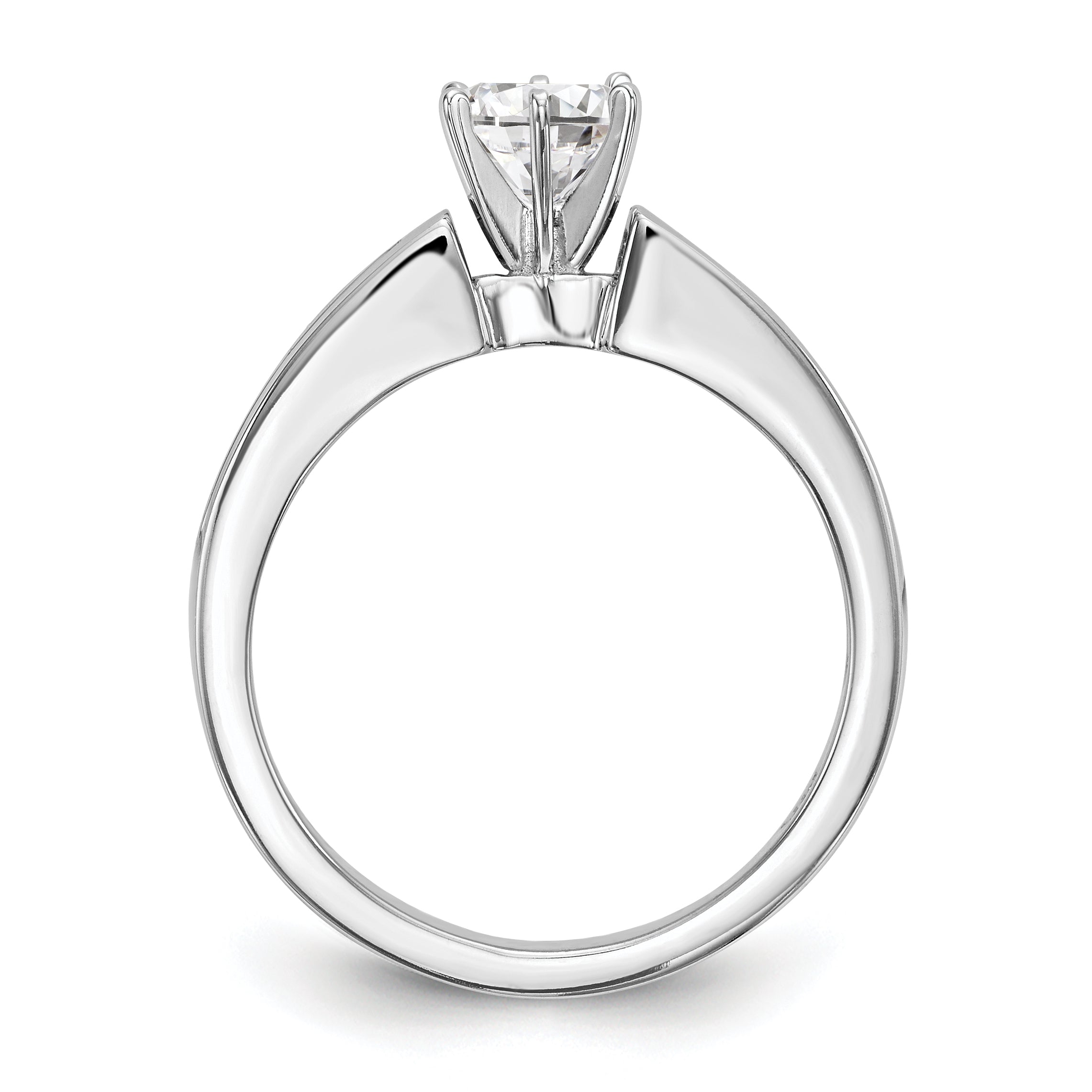 14K White Gold Diamond Peg Set CZ Engagement Ring