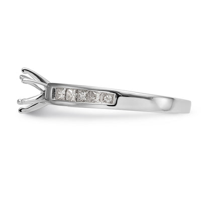 14K White Gold Diamond Peg Set CZ Engagement Ring