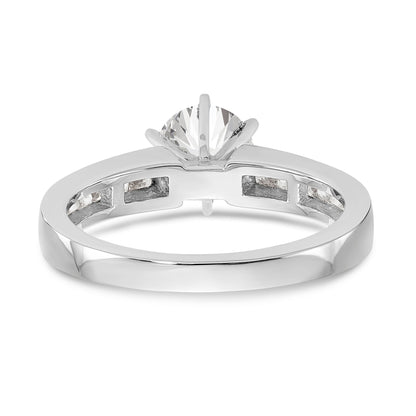 14K White Gold Diamond Peg Set CZ Engagement Ring