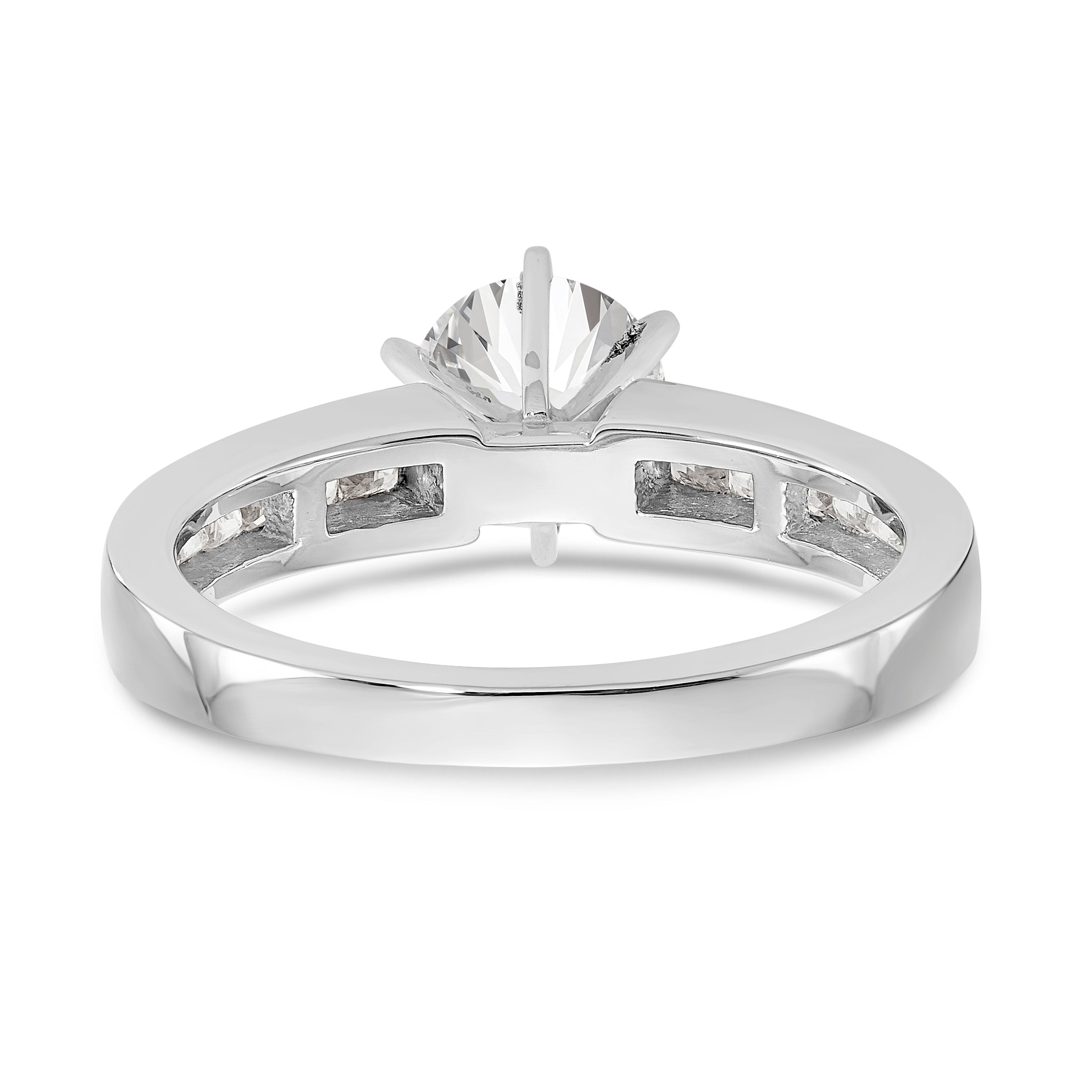 14K White Gold Diamond Peg Set CZ Engagement Ring