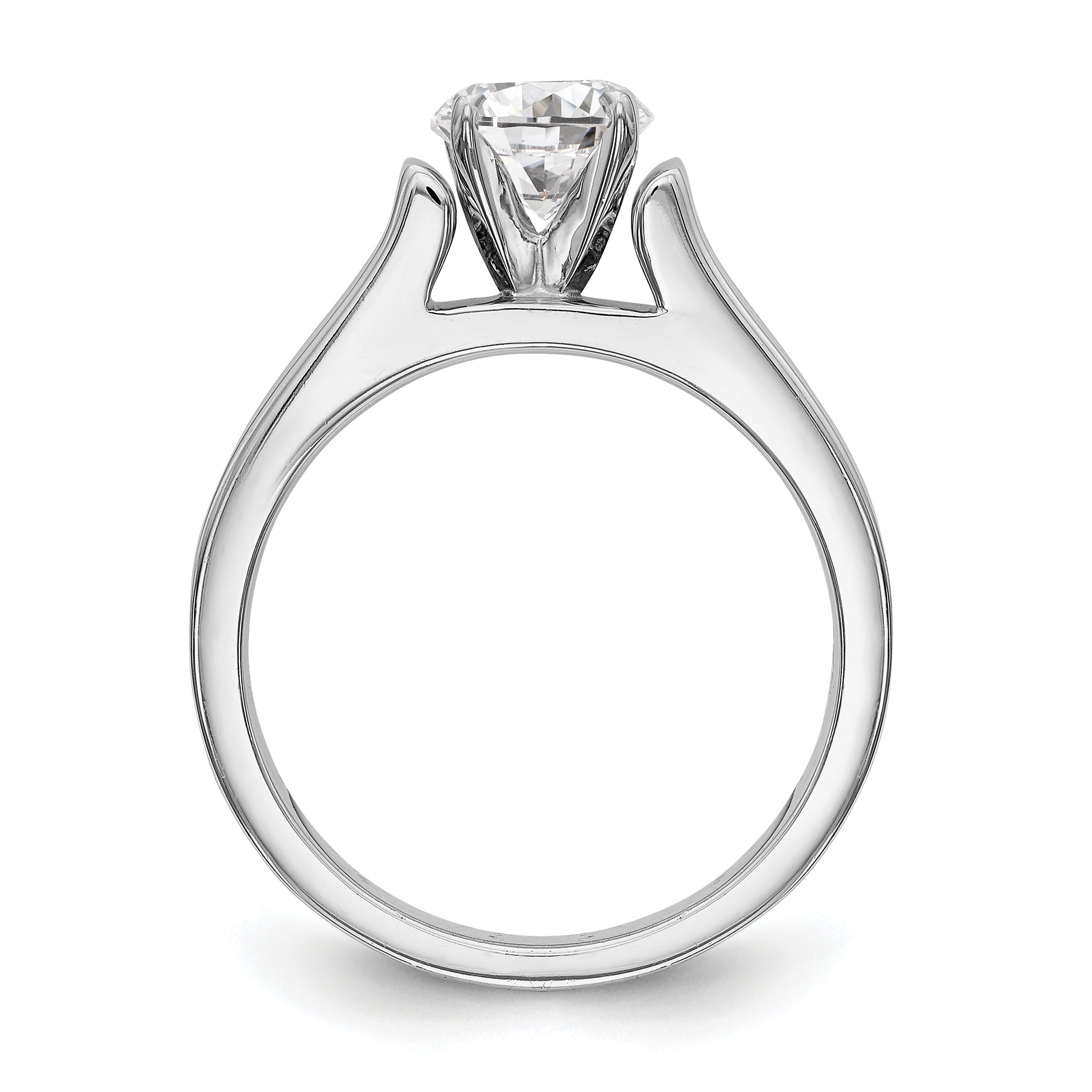 14K White Gold Diamond Peg Set CZ Engagement Ring