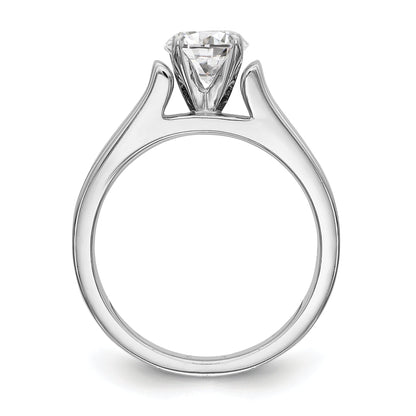 14K White Gold Diamond Peg Set CZ Engagement Ring
