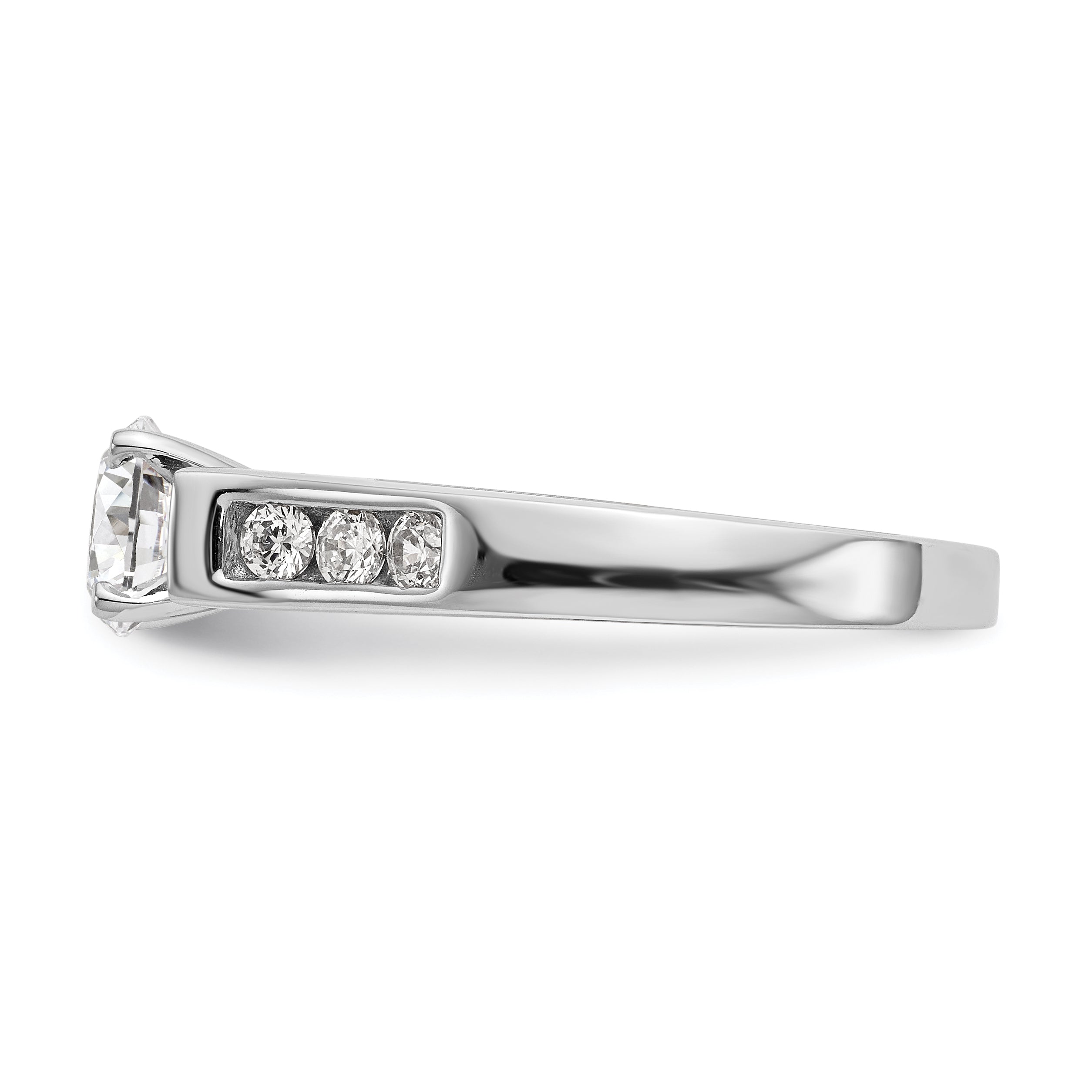14K White Gold Diamond Peg Set CZ Engagement Ring