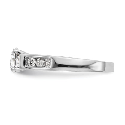 14K White Gold Diamond Peg Set CZ Engagement Ring