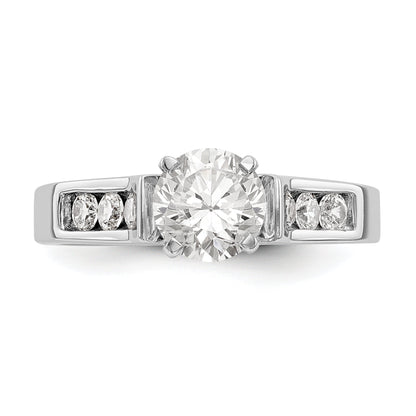 14K White Gold Diamond Peg Set CZ Engagement Ring