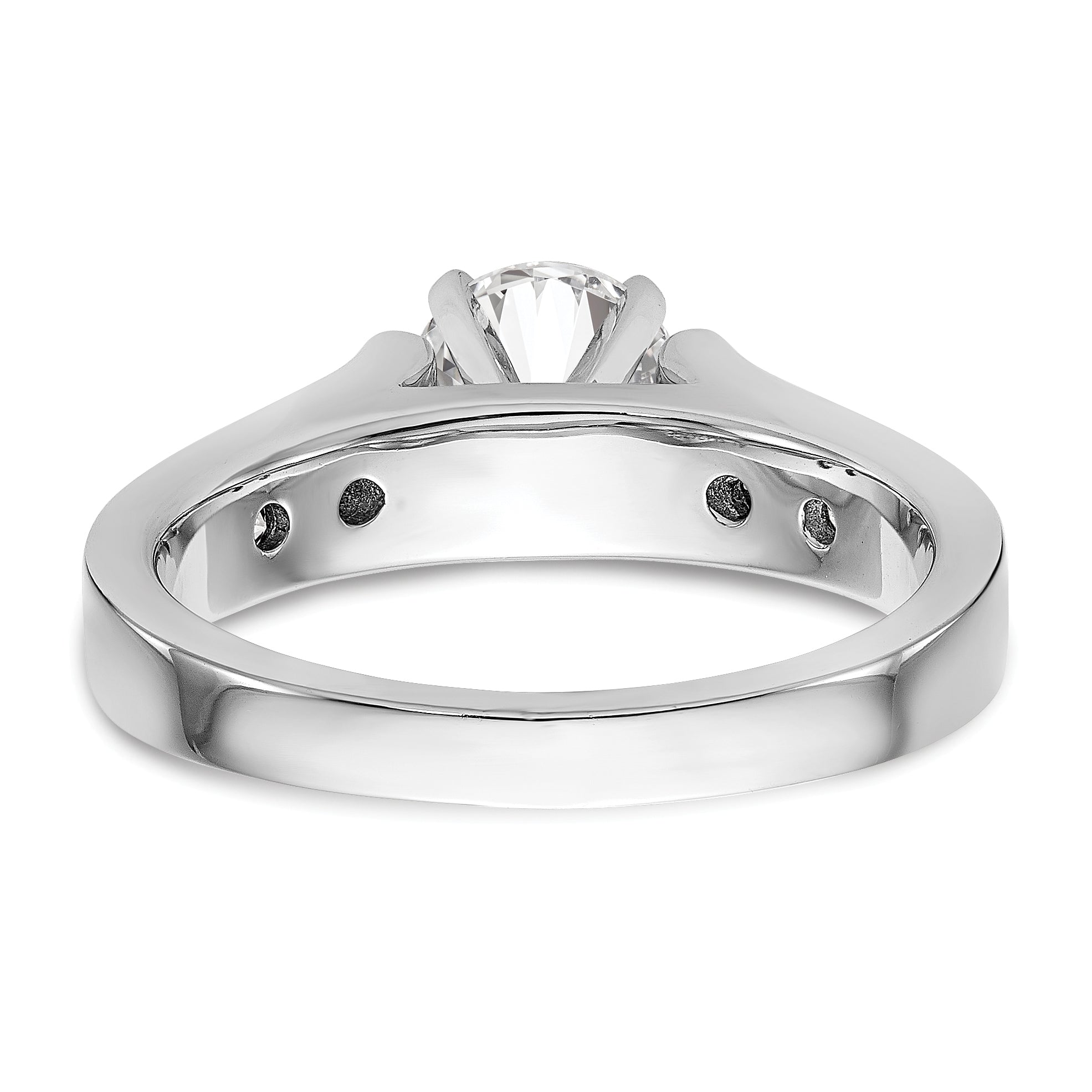 14K White Gold Diamond Peg Set CZ Engagement Ring