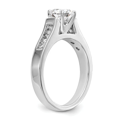 14K White Gold Diamond Peg Set CZ Engagement Ring