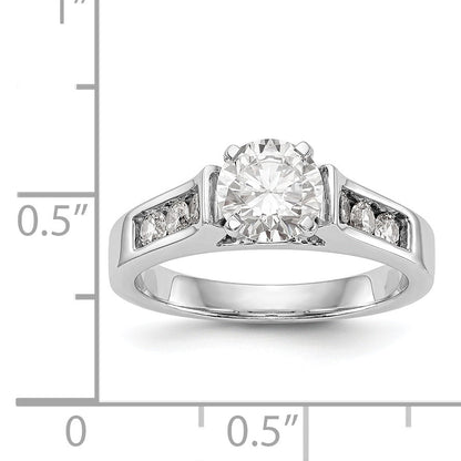 14K White Gold Diamond Peg Set CZ Engagement Ring