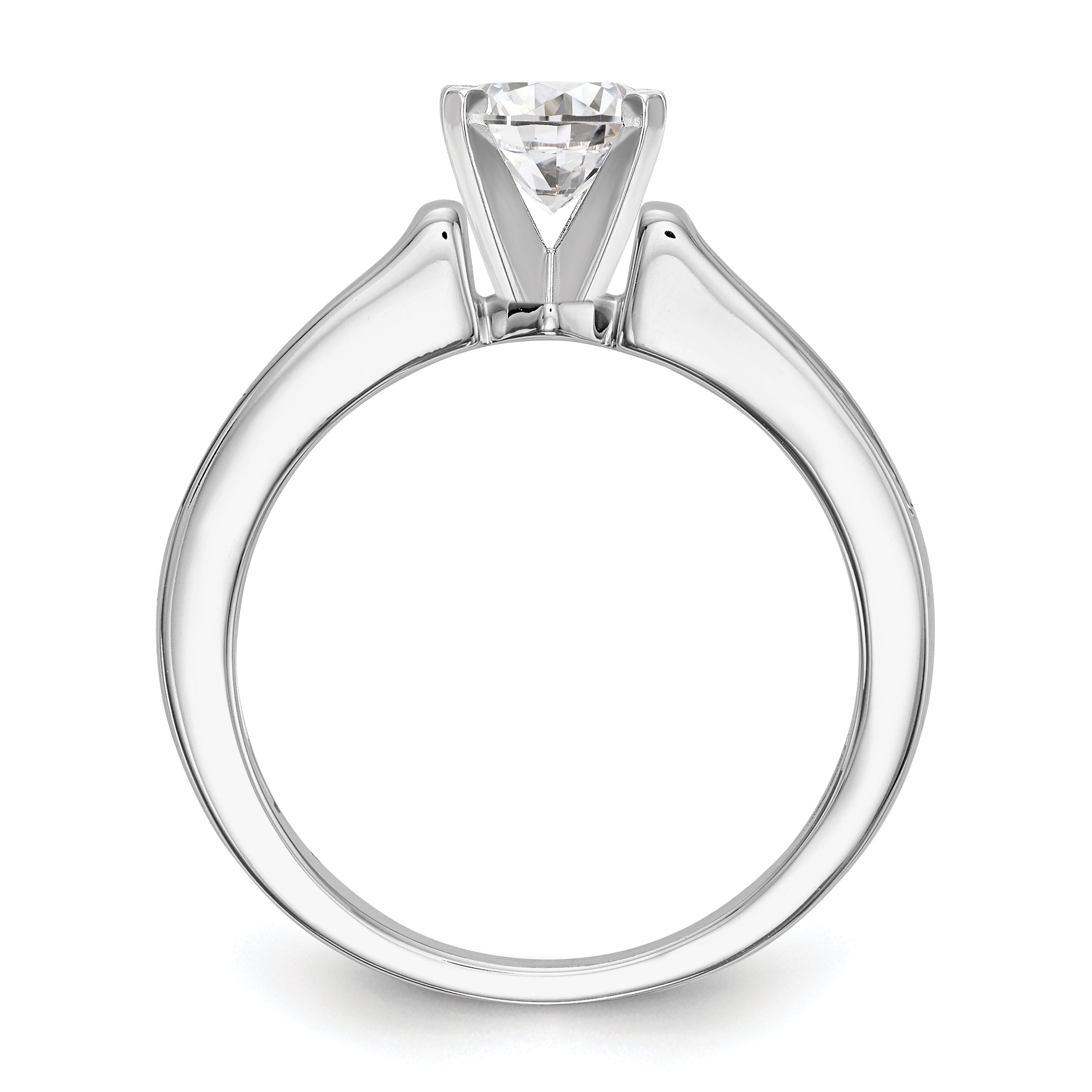 14K White Gold Diamond Peg Set CZ Engagement Ring