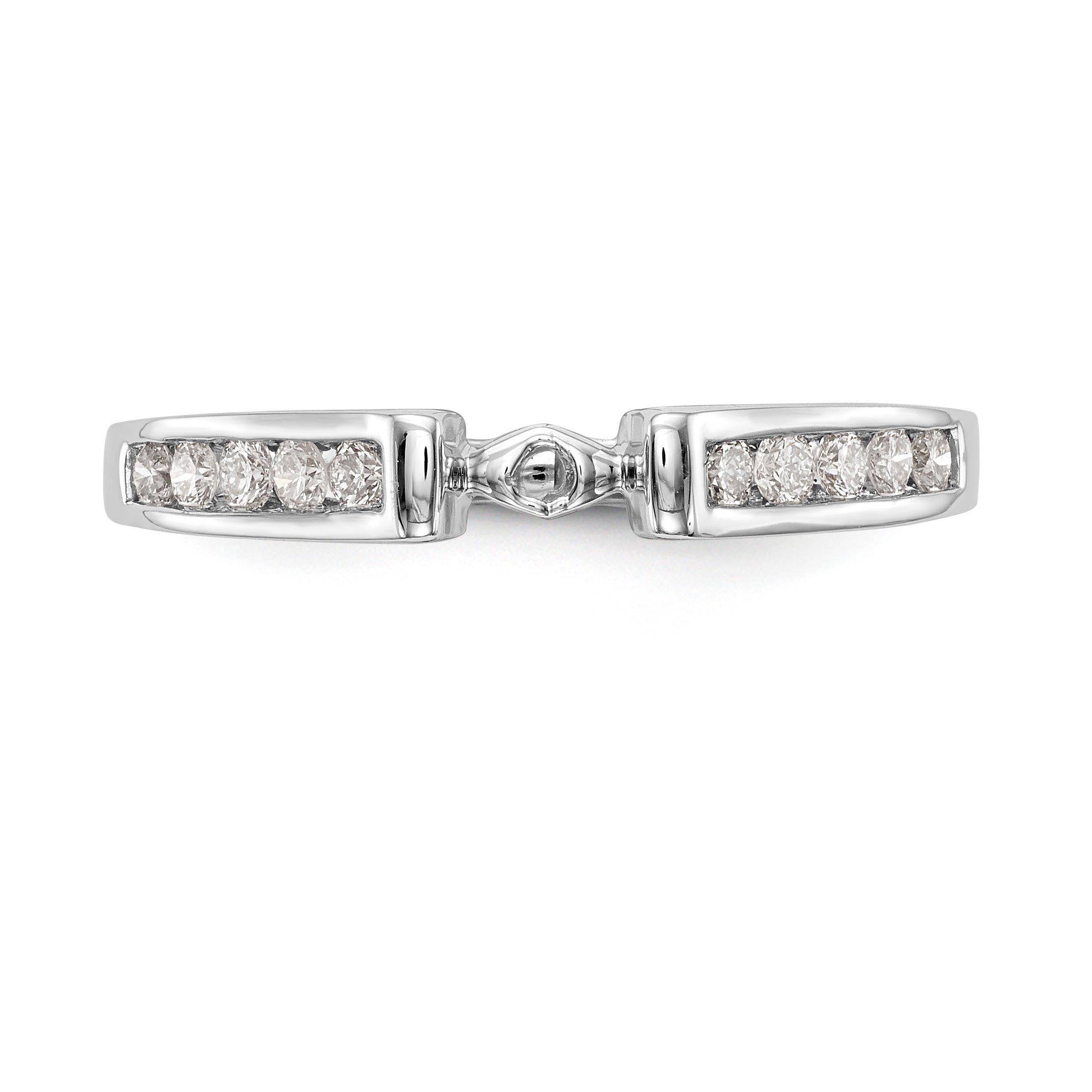 14K White Gold Diamond Peg Set CZ Engagement Ring