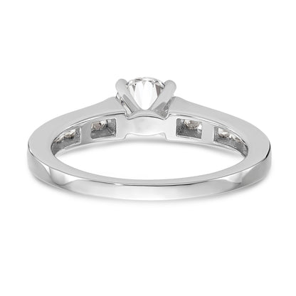 14K White Gold Diamond Peg Set CZ Engagement Ring