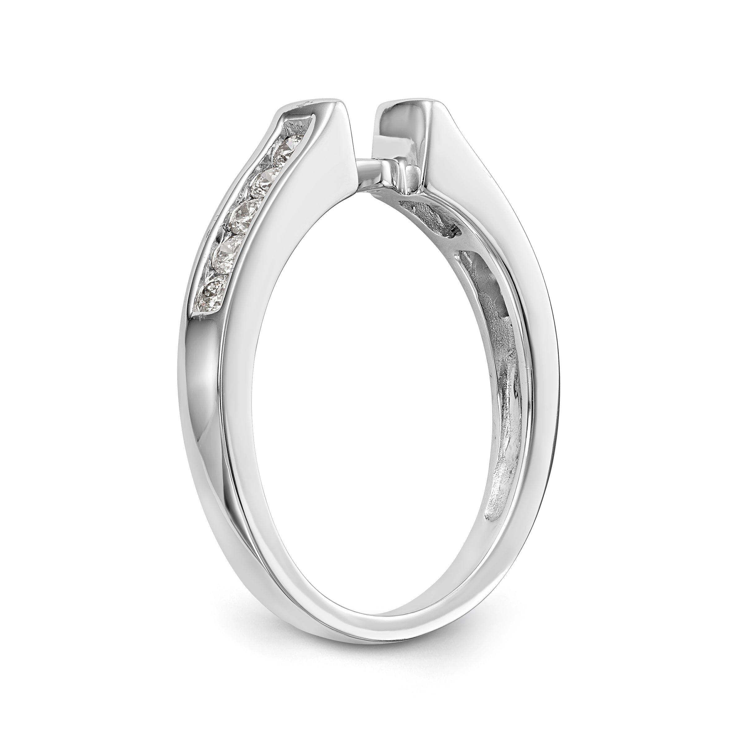 14K White Gold Diamond Peg Set CZ Engagement Ring