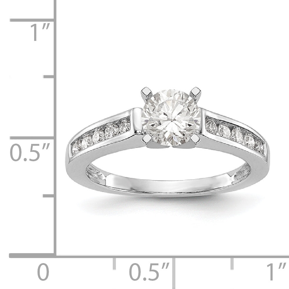 14K White Gold Diamond Peg Set CZ Engagement Ring
