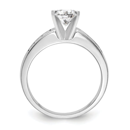 14K White Gold Diamond Peg Set CZ Engagement Ring