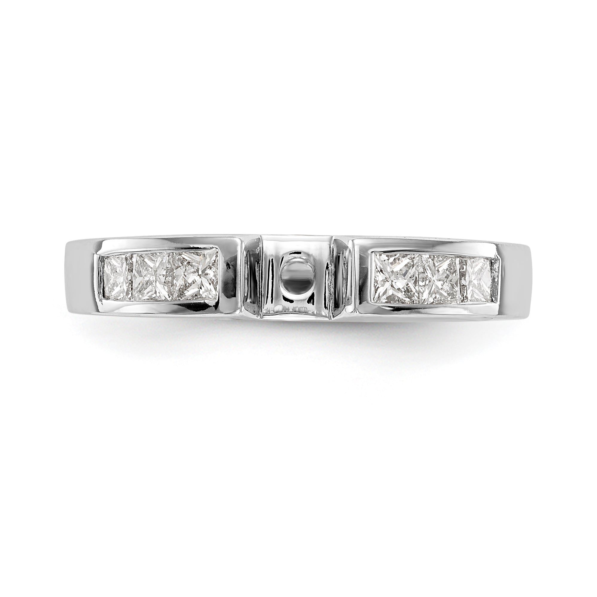 14K White Gold Diamond Peg Set CZ Engagement Ring