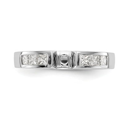 14K White Gold Diamond Peg Set CZ Engagement Ring
