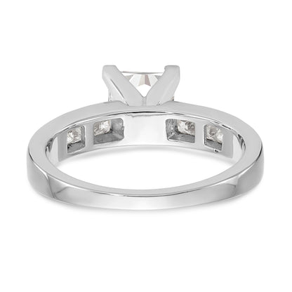 14K White Gold Diamond Peg Set CZ Engagement Ring