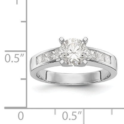 14K White Gold Diamond Peg Set CZ Engagement Ring