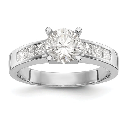14K White Gold Diamond Peg Set CZ Engagement Ring