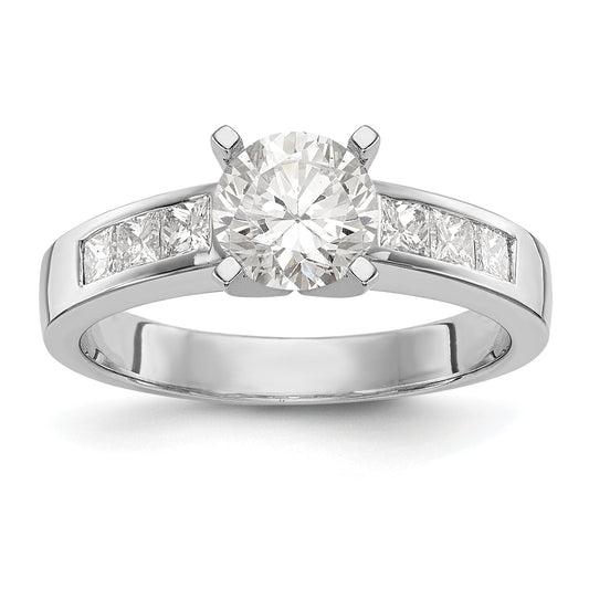14K White Gold Diamond Peg Set CZ Engagement Ring