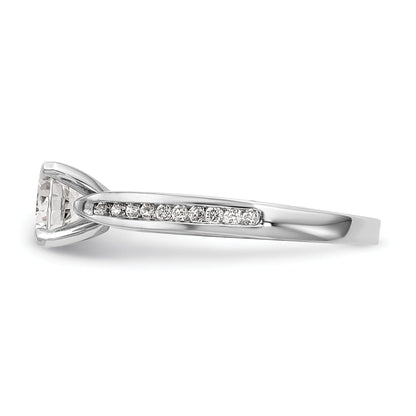 14K White Gold Diamond Peg Set CZ Engagement Ring