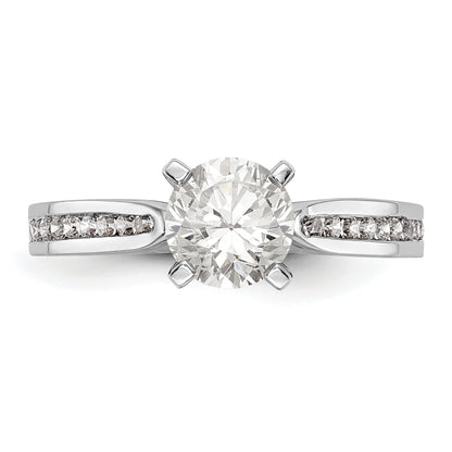 14K White Gold Diamond Peg Set CZ Engagement Ring