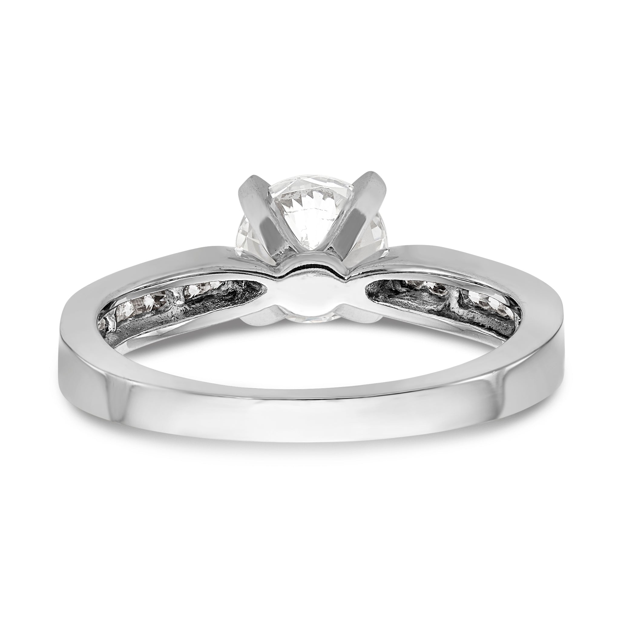 14K White Gold Diamond Peg Set CZ Engagement Ring