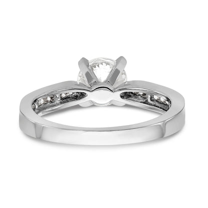 14K White Gold Diamond Peg Set CZ Engagement Ring