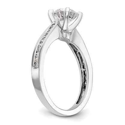 14K White Gold Diamond Peg Set CZ Engagement Ring