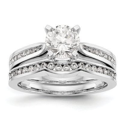 14K White Gold Diamond Peg Set CZ Engagement Ring
