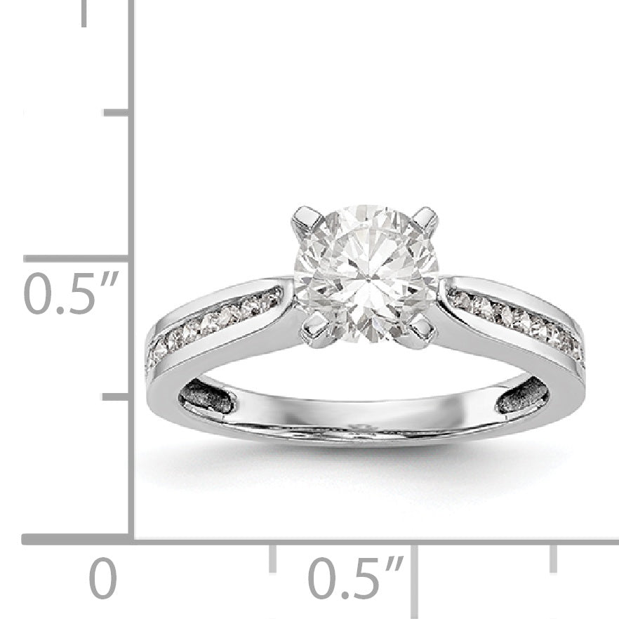 14K White Gold Diamond Peg Set CZ Engagement Ring