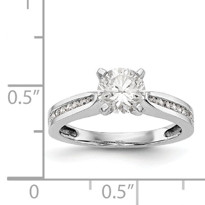 14K White Gold Diamond Peg Set CZ Engagement Ring