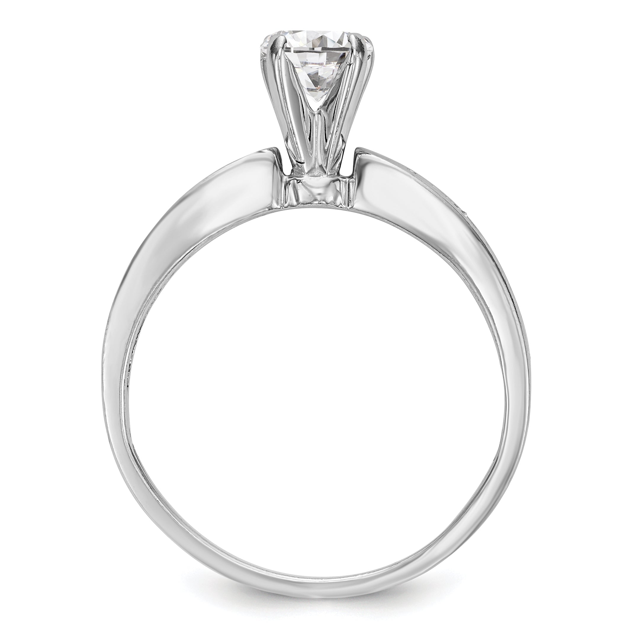 14K White Gold Diamond Peg Set CZ Engagement Ring