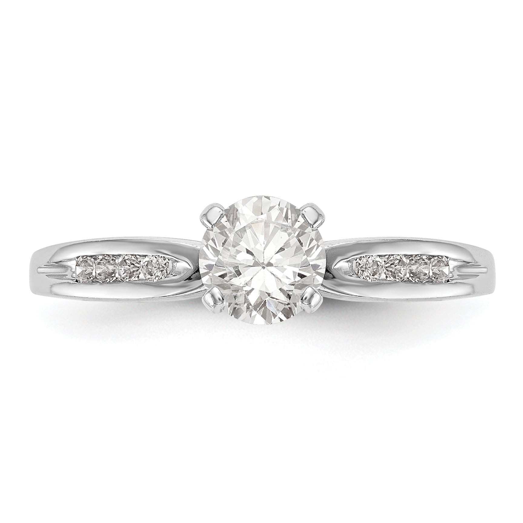 14K White Gold Diamond Peg Set CZ Engagement Ring