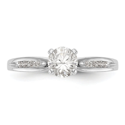 14K White Gold Diamond Peg Set CZ Engagement Ring