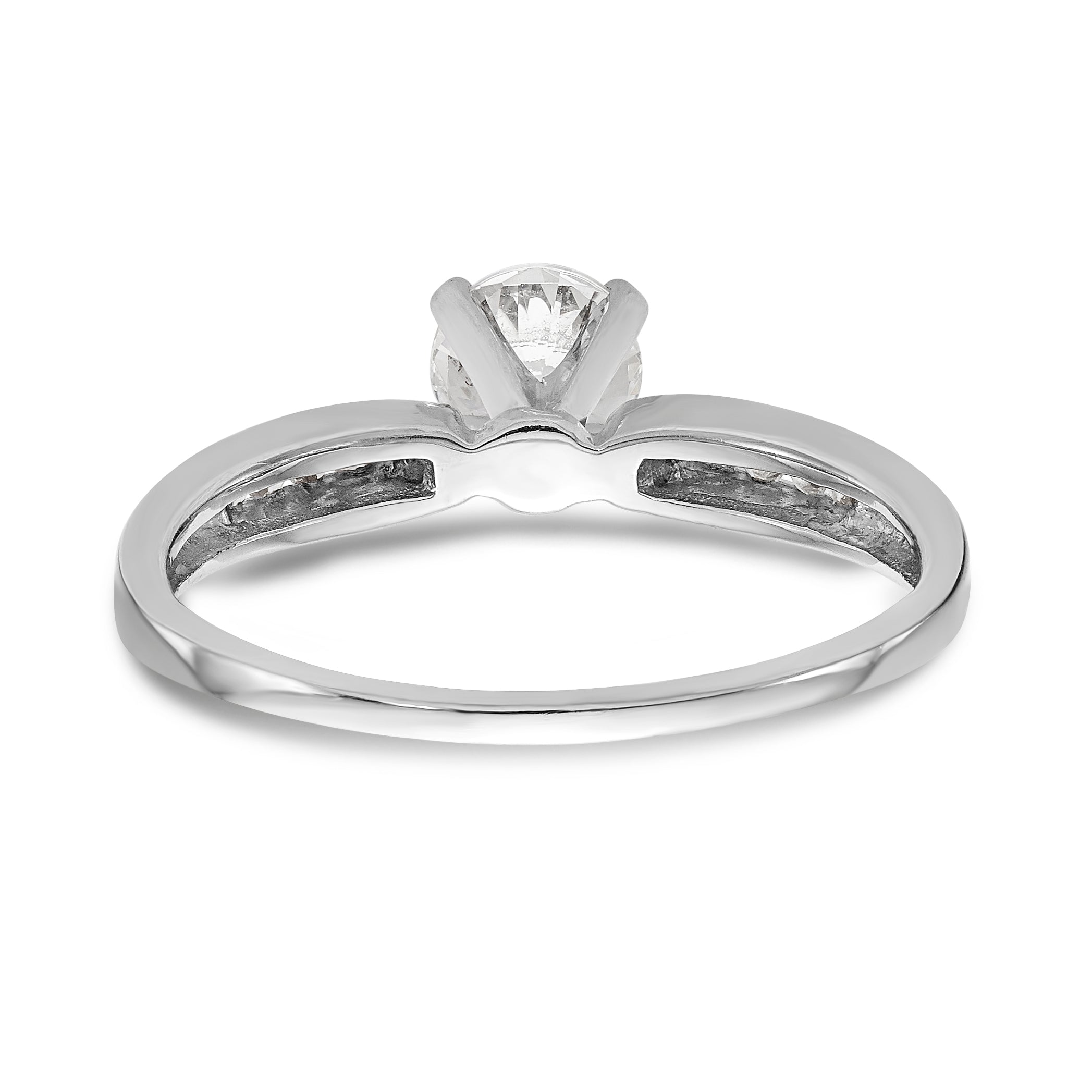 14K White Gold Diamond Peg Set CZ Engagement Ring