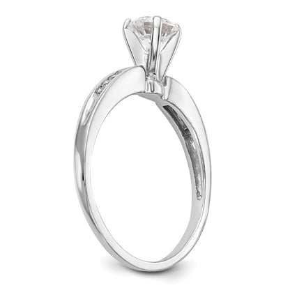 14K White Gold Diamond Peg Set CZ Engagement Ring
