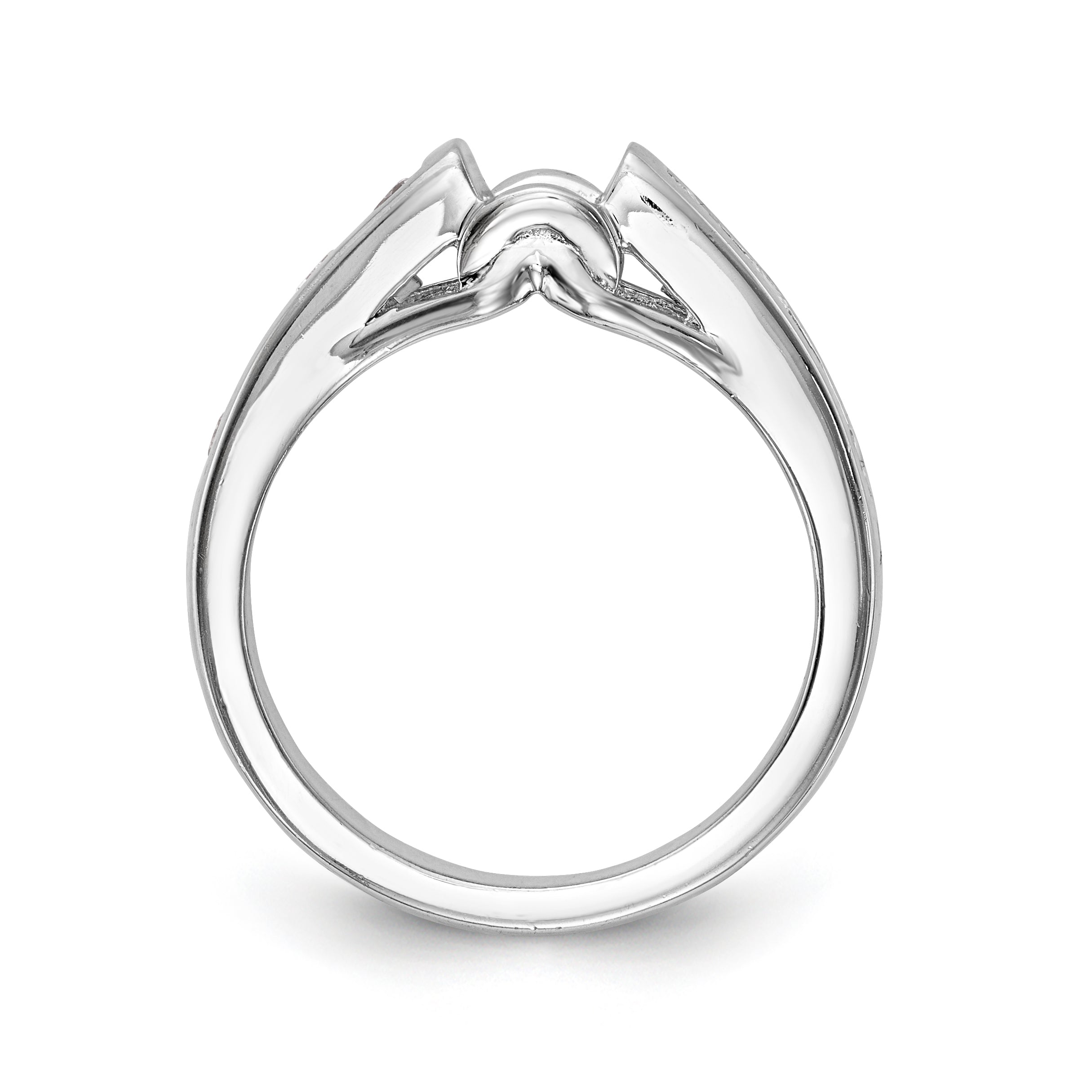 14K White Gold Diamond Peg Set CZ Engagement Ring