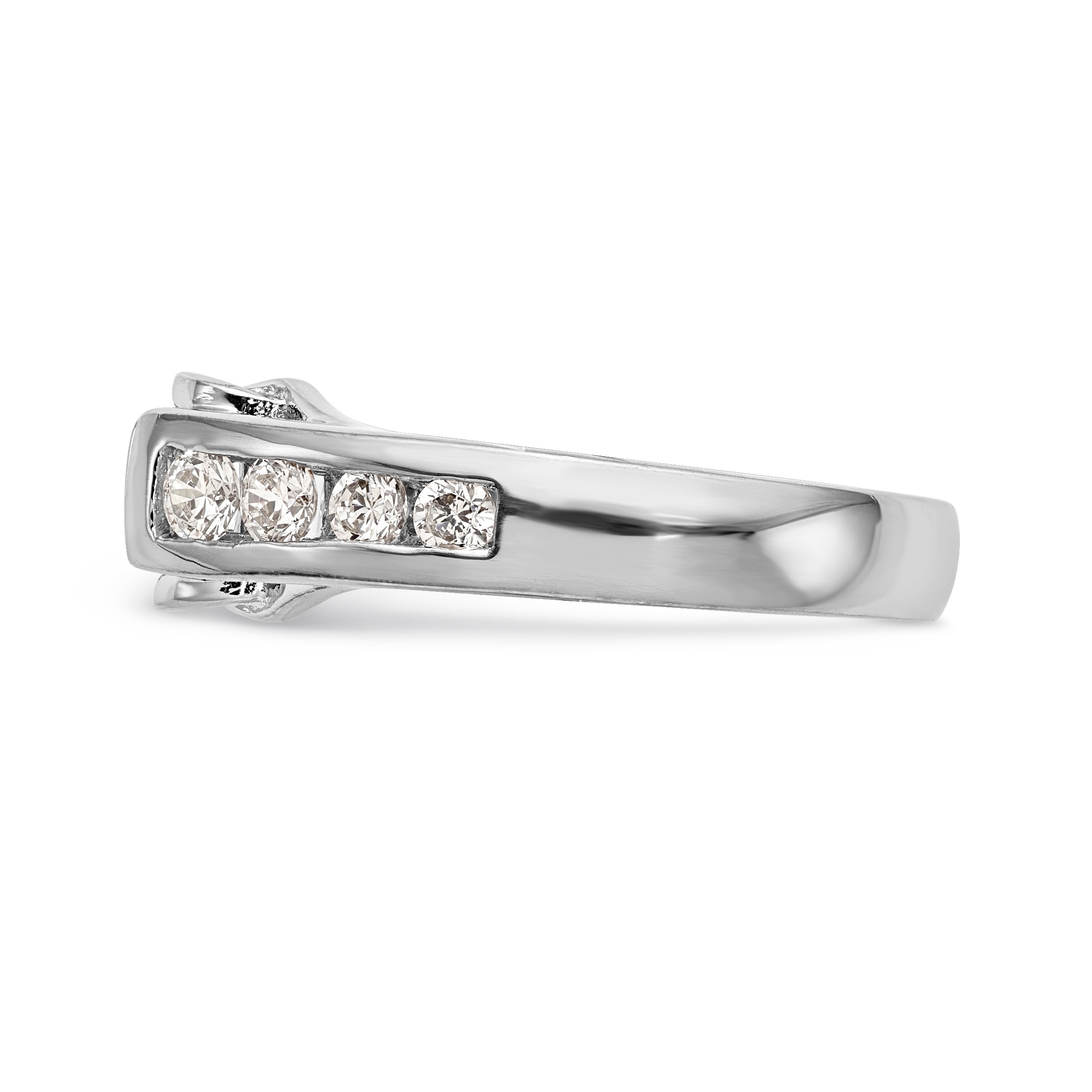 14K White Gold Diamond Peg Set CZ Engagement Ring