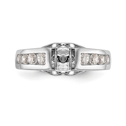 14K White Gold Diamond Peg Set CZ Engagement Ring