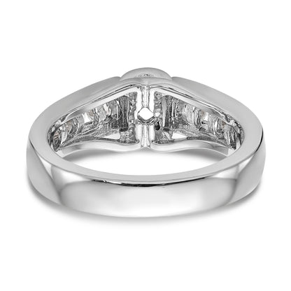 14K White Gold Diamond Peg Set CZ Engagement Ring