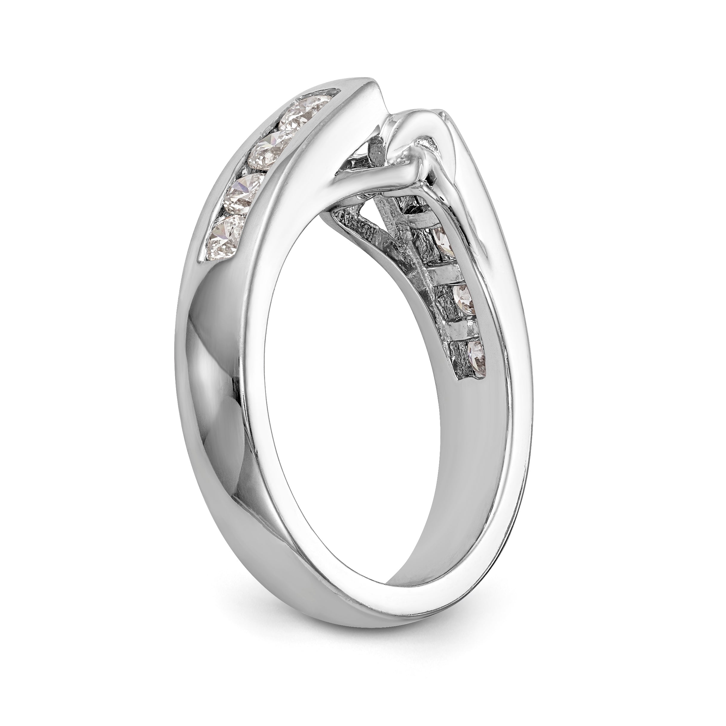 14K White Gold Diamond Peg Set CZ Engagement Ring